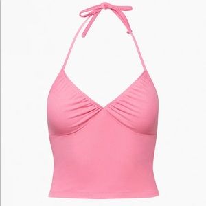 Aritzia Sunday Best Polly Halter V-neck Tank, Soft Fuchsia pink in size small